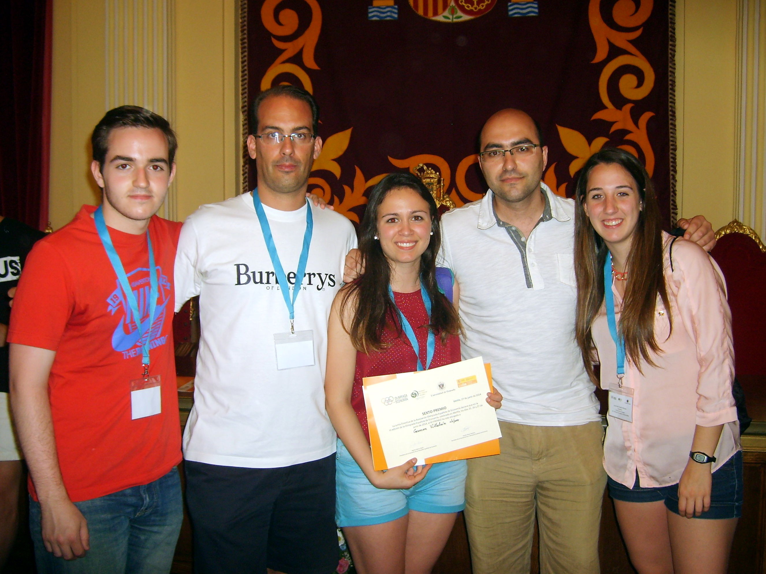 Roger Guzmán Redondo, Juan Manuel Hurtado (representante de Secundaria), Carmen Villalaín , David Blanco Alcántara (Coordinador de la fase local) y Laura de Grado
