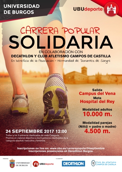 Cartel IV carrera popular solidaria UBU