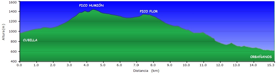 Perfil Ruta Senderismo "Pico Humión"