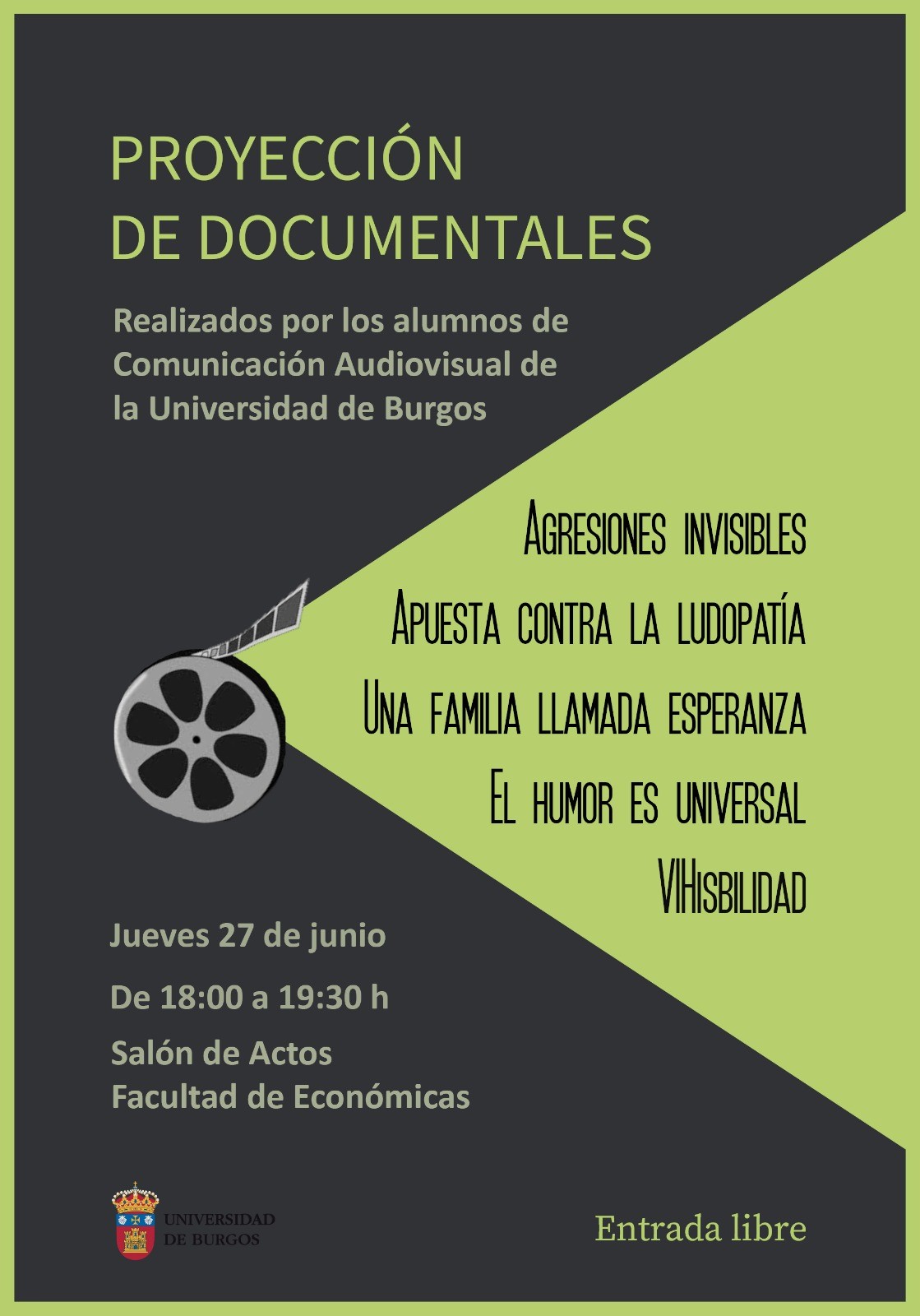 Proyección de documentales del último curso de Comunicación Audiovisual