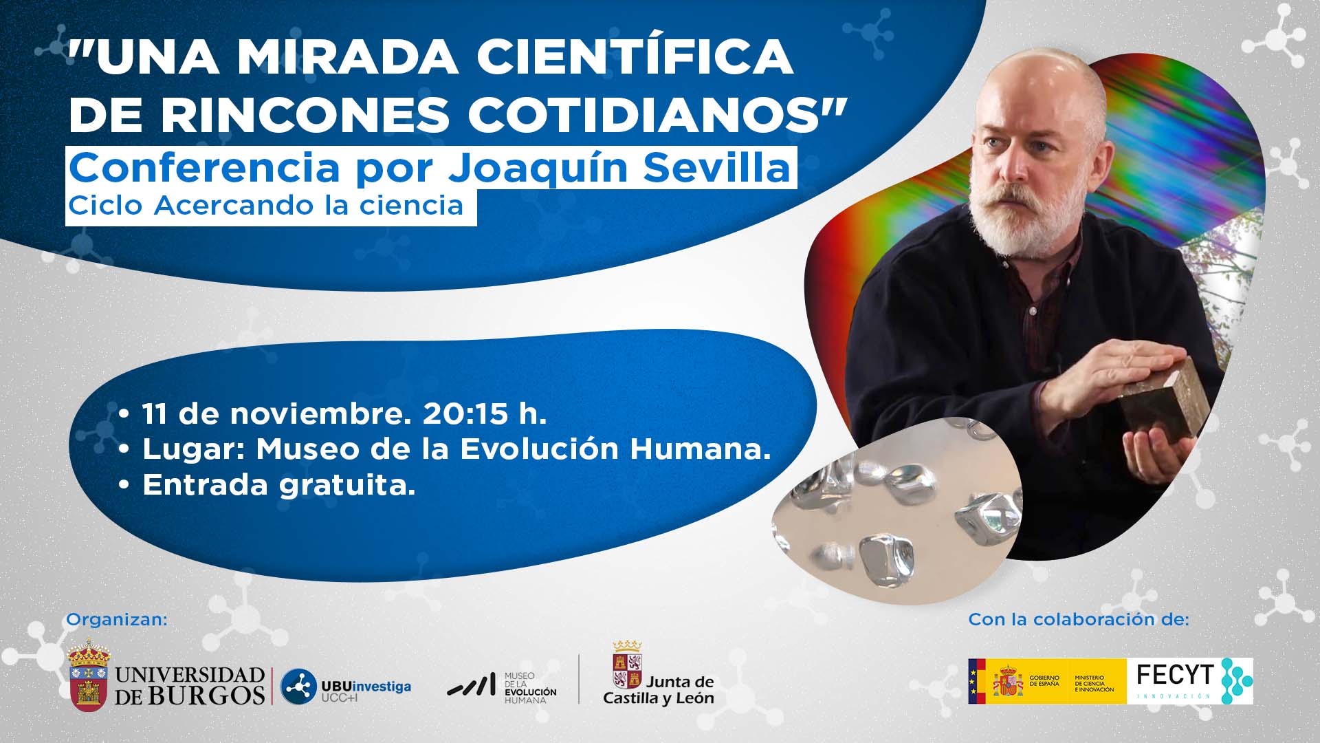 Cartel informativo de la conferencia de Joaquín Sevilla