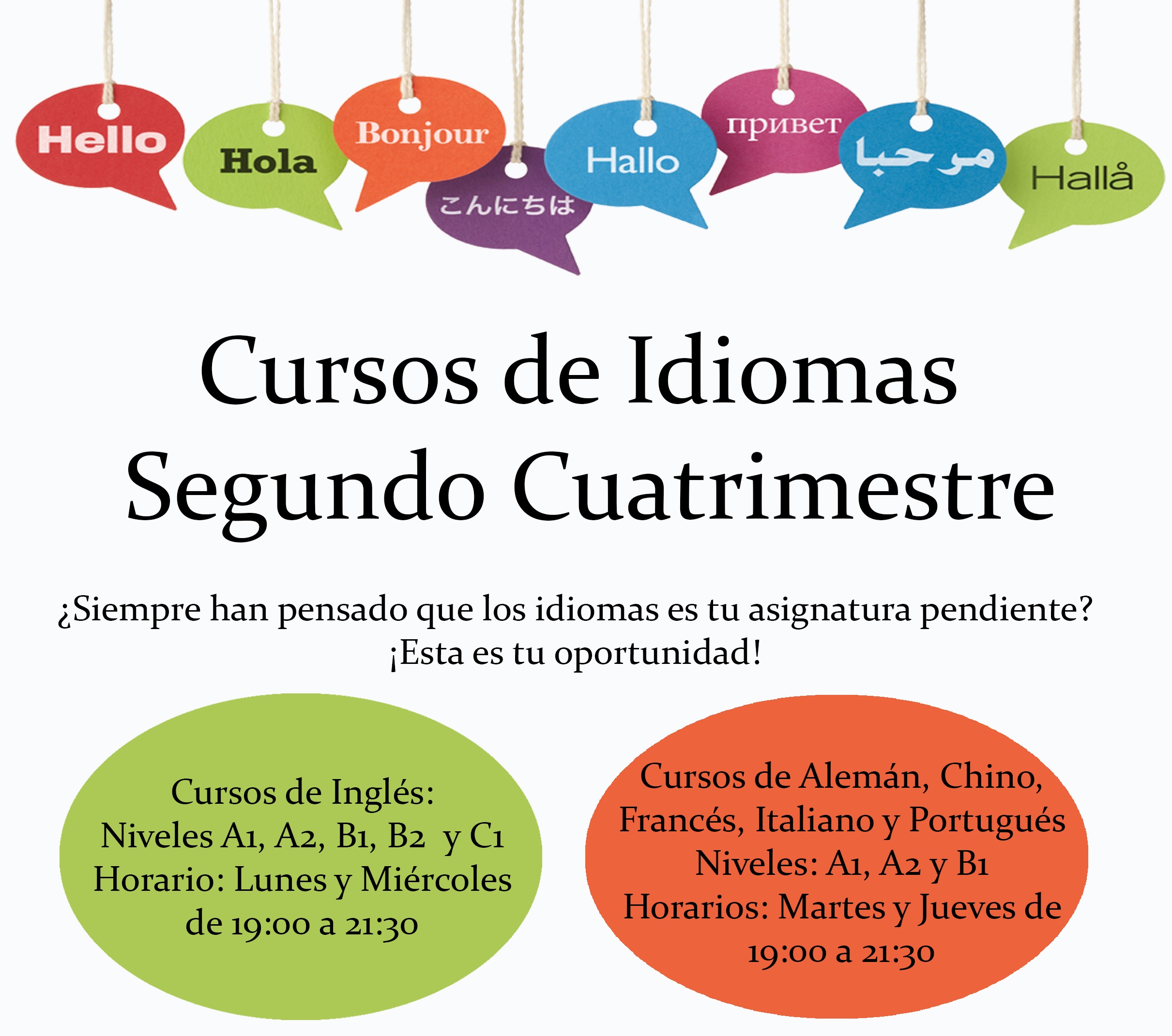 Cursos de idiomas 2º cuatrimestre