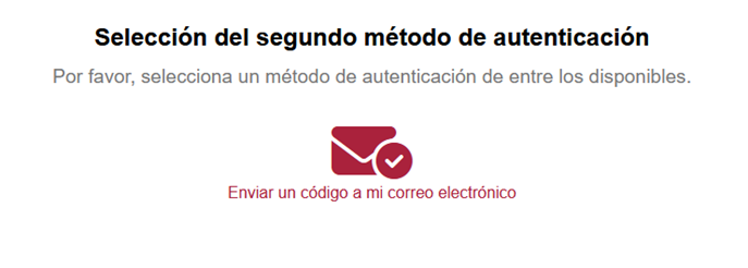 Selección del segundo método de autenticación