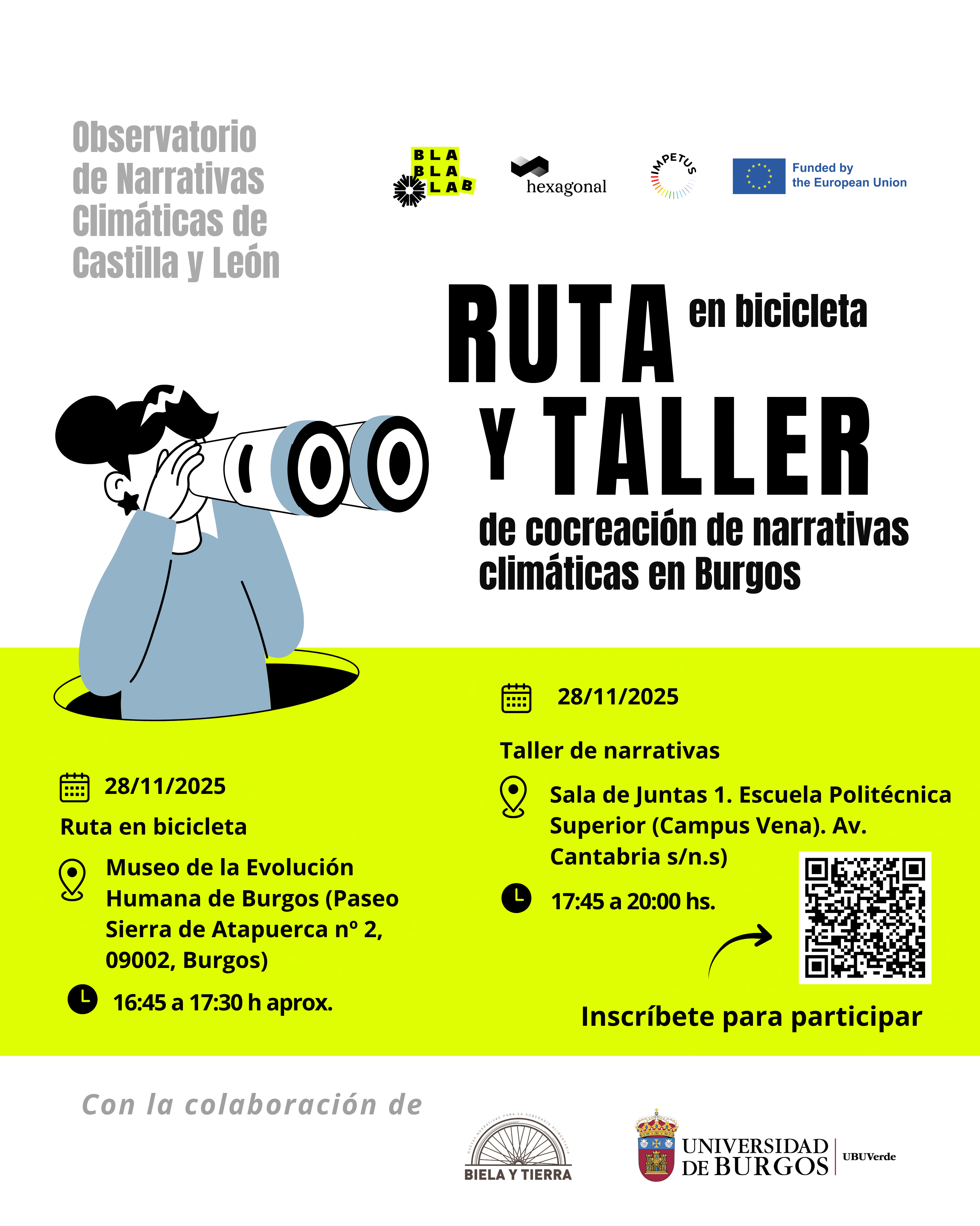 Observatorio de Narrativas Climáticas de Castilla y León. Ruta en bicicleta y taller de cocreación de narrativas climáticas en Burgos
