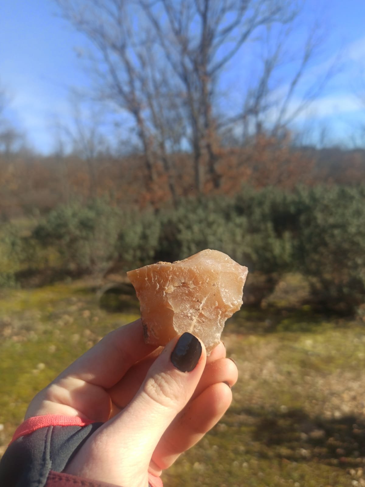Lasca de cuarzo recuperada durante las prospecciones.