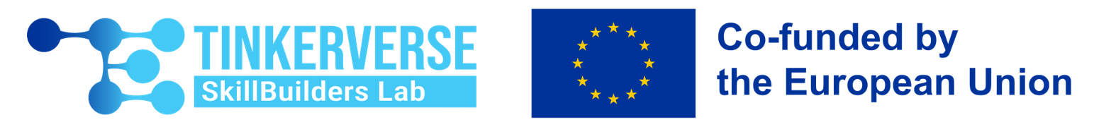 Logotipo Tinkerverse SkillBuilders Lab. Co-fundede by the European Union