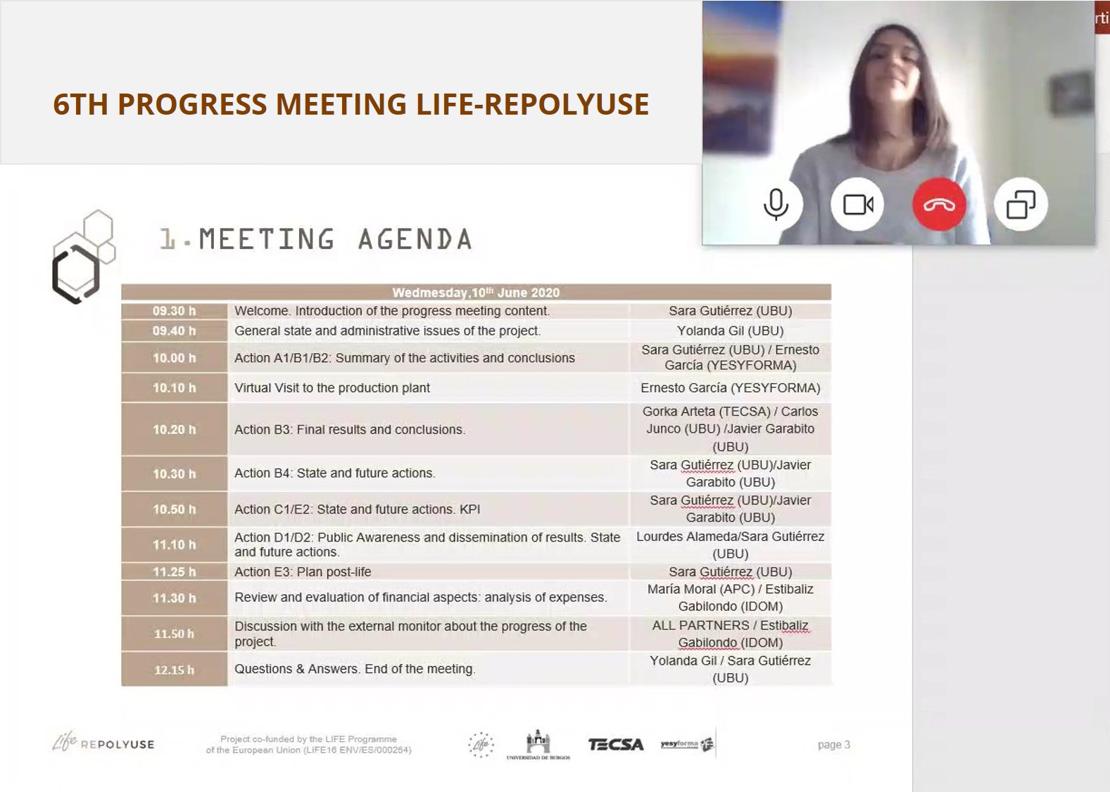6th reunión de progreso Proyecto Europeo Life-Repolyuse