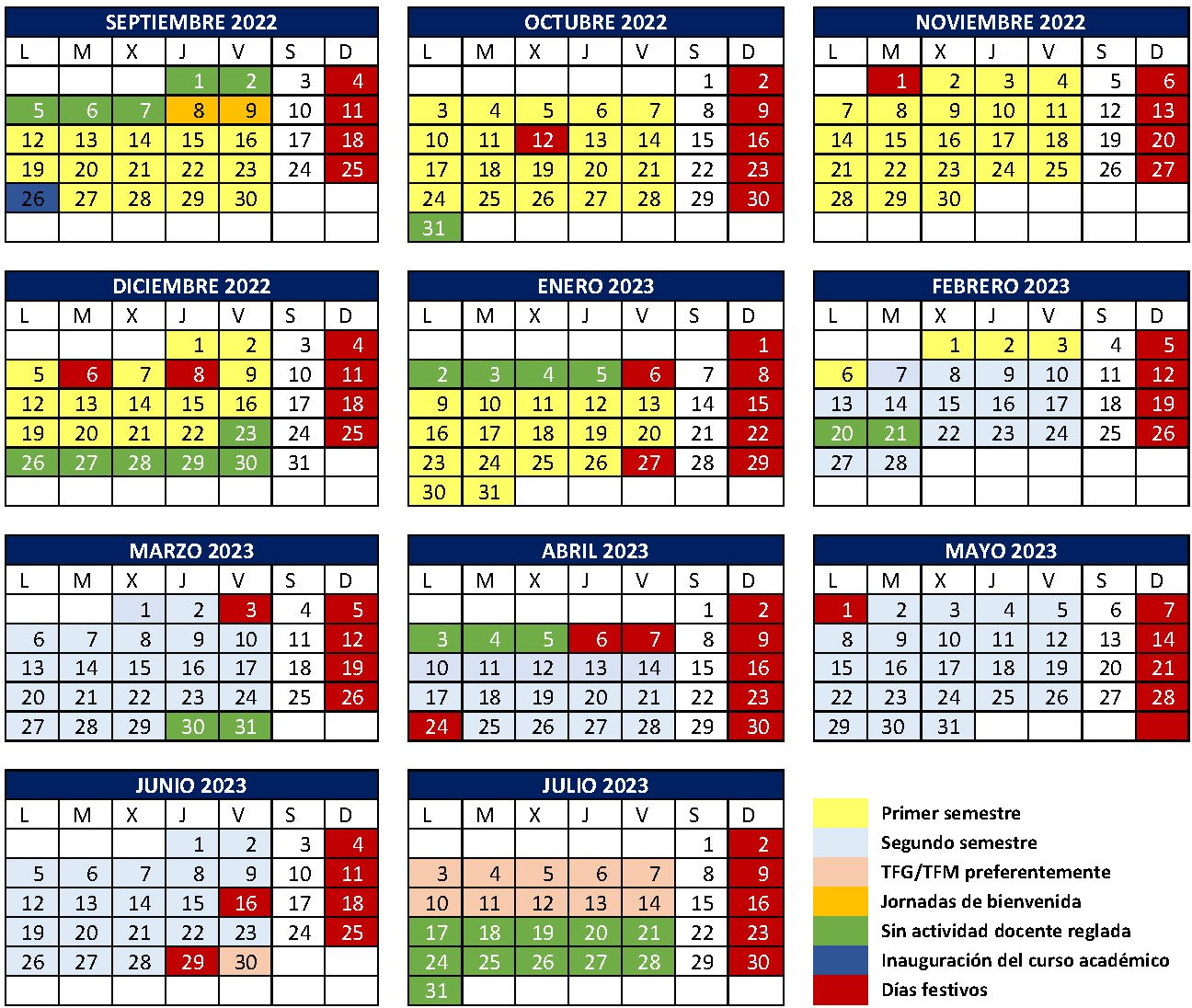 Calendario académico 2022-2023