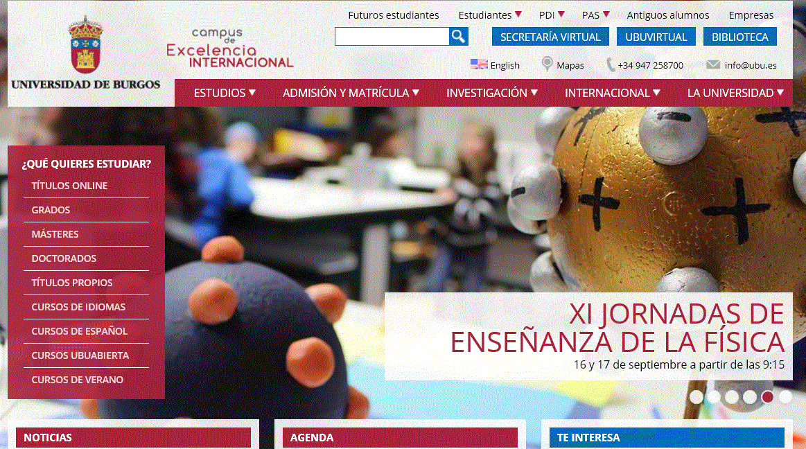 Página web de la Universidad de Burgos