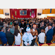 Salida de la comitiva académica al finalizar el acto solemne de apertura del curso académico 2019-2020