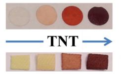 El polímero cambia de color, de blanco a rojo, cuando detecta TNT