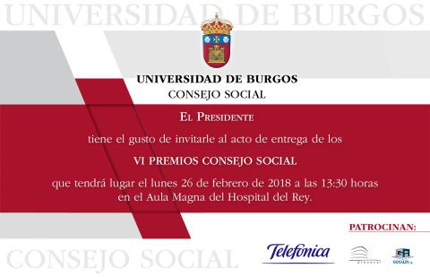 Invitación a la entrega de los VI Premios Consejo Social