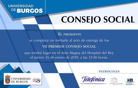 Invitación a la entrega de los VII Premios Consejo Social